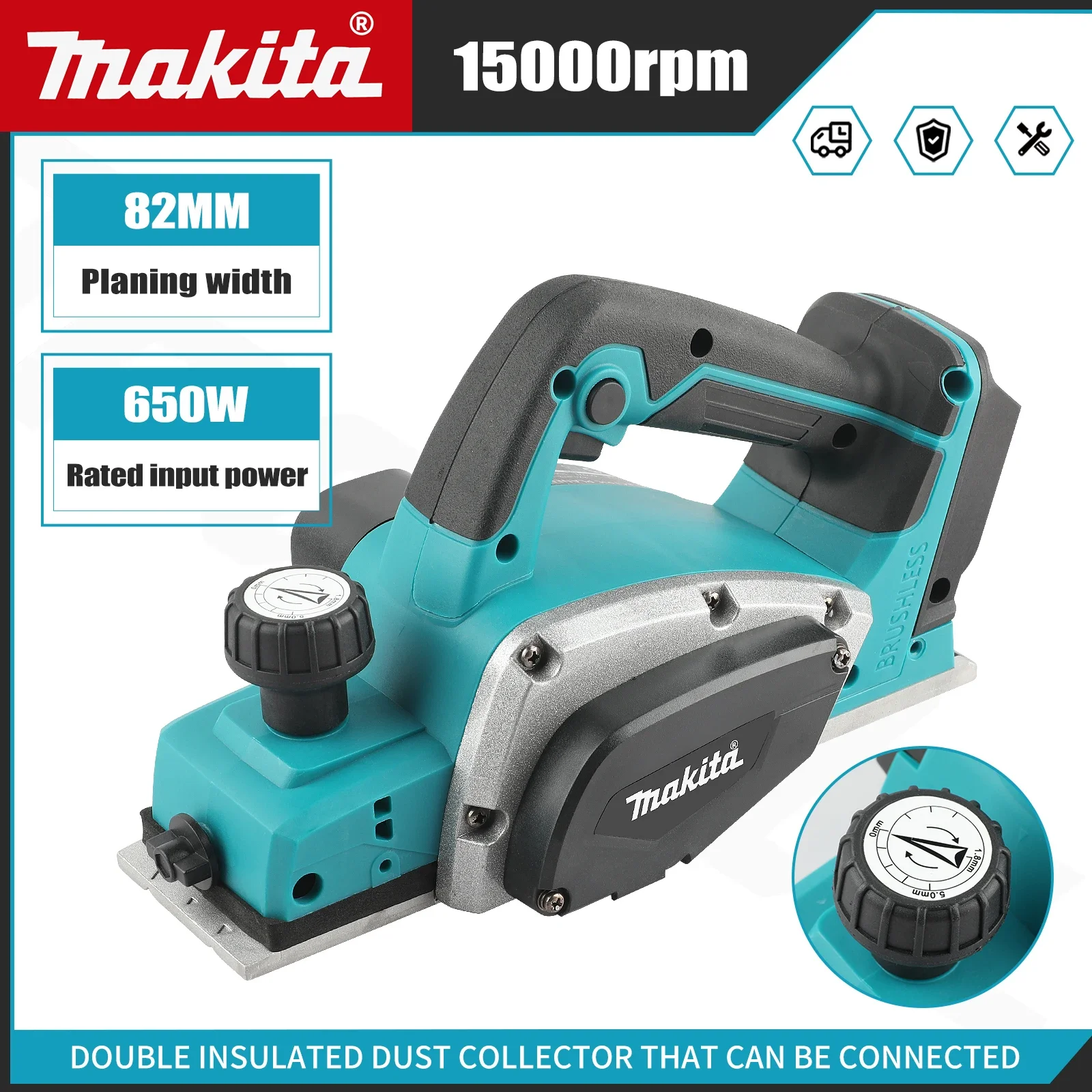 Planer Handheld Electric - DKP180: plaina elétrica sem escovas, sem